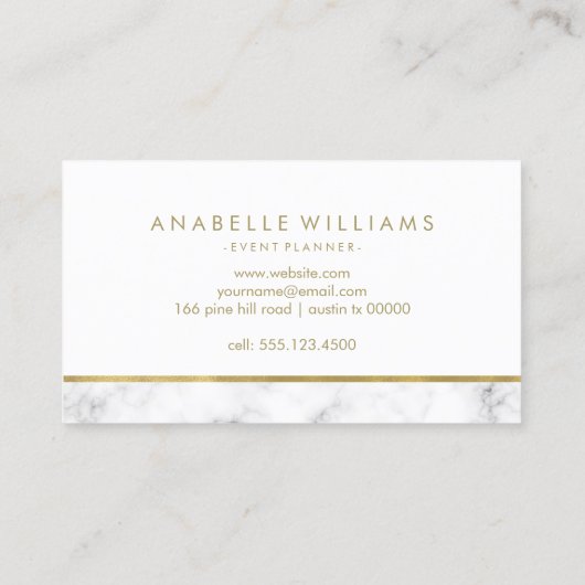 トレンディー大理石およびフェイク金ゴールドテクスチャ 名刺 (裏面)