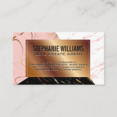 トレンディー大理石カラーブロック |メタリック金ゴールド 名刺 (正面)