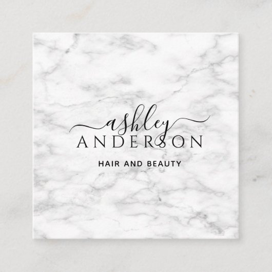 トレンディー大理石スクリプトプロフェッショナル手入力 スクエア名刺 (正面)