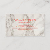 トレンディー大理石バラ金ゴールドリップメイクアップアーティスト 名刺 (裏面)