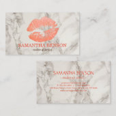 トレンディー大理石バラ金ゴールドリップメイクアップアーティスト 名刺 (正面/裏面)