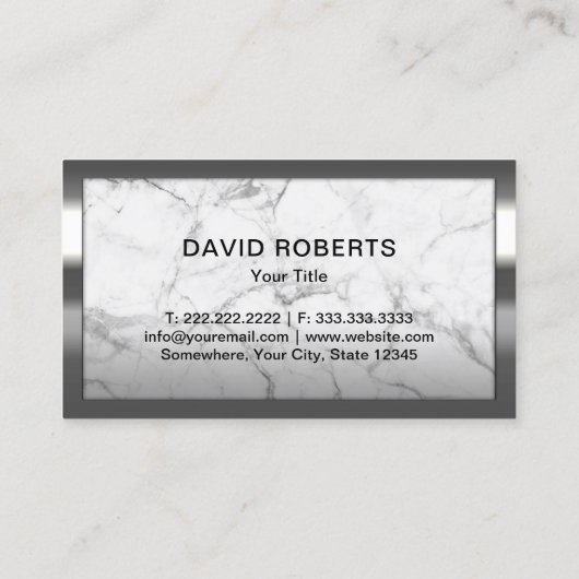 トレンディー大理石モダン金属フレームプロフェッショナル 名刺 (裏面)