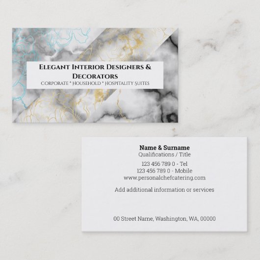 トレンディー大理石ルック金ゴールド白青花崗岩樹脂 名刺 (正面/裏面)