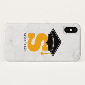 トレンディー大理石卒業キャップタッセルネームモノグラム Case-Mate iPhoneケース (裏面(横))