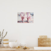 トレンディー女性のカーボーイブーツウォーターカラー歩くオンビーチ ポスター (キッチン)