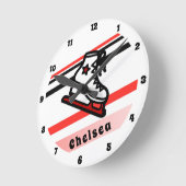 トレンディー姿スケートで滑るガールスケーツレパーソナライズされたッド ラウンド壁時計 (傾斜)