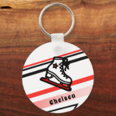 トレンディー姿スケートで滑るガールスケートレパーソナライズされたッド キーホルダー (正面)