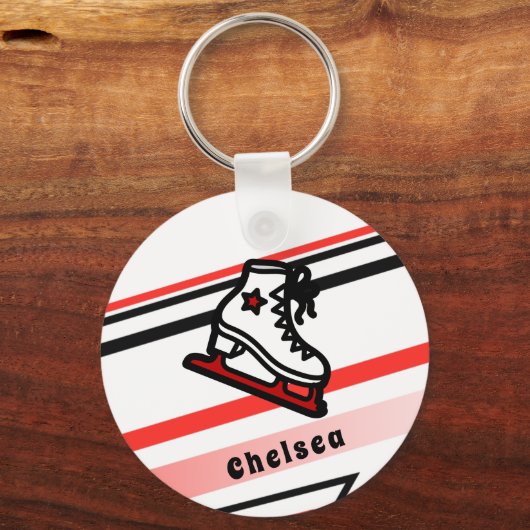 トレンディー姿スケートで滑るガールスケートレパーソナライズされたッド キーホルダー (正面)