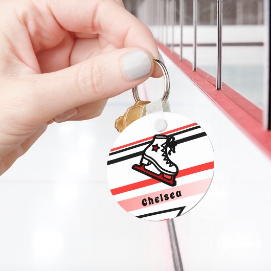 トレンディー姿スケートで滑るガールスケートレパーソナライズされたッド キーホルダー