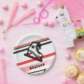 トレンディー姿スケートで滑るガールスケートレパーソナライズされたッド ペーパープレート (パーティー)