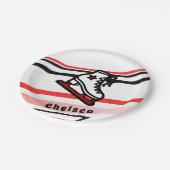 トレンディー姿スケートで滑るガールスケートレパーソナライズされたッド ペーパープレート (アングル)