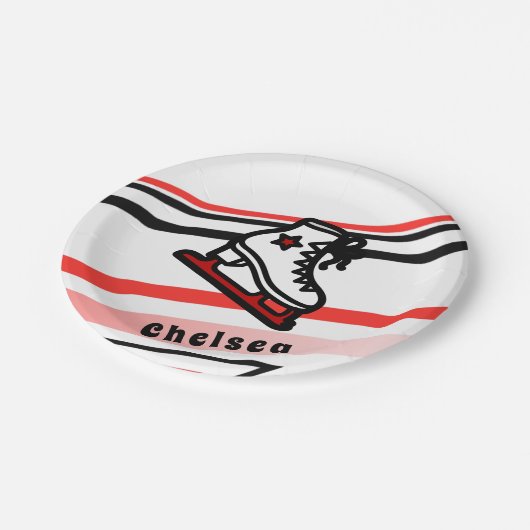 トレンディー姿スケートで滑るガールスケートレパーソナライズされたッド ペーパープレート (アングル)