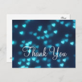 トレンディー安価なブルーラブグリッターありがとう ポストカード (正面/裏面)
