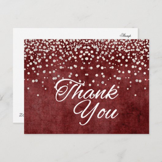 トレンディー安価なホワイトグリッターありがとう ポストカード (正面/裏面)