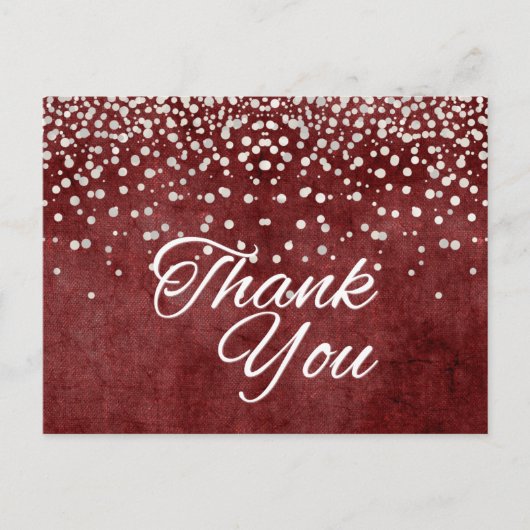 トレンディー安価なホワイトグリッターありがとう ポストカード (正面)