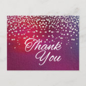 トレンディー安価なホワイトグリッターブラックありがとう ポストカード (正面)