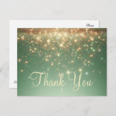 トレンディー安価な金ゴールドグリッターありがとう ポストカード (正面/裏面)