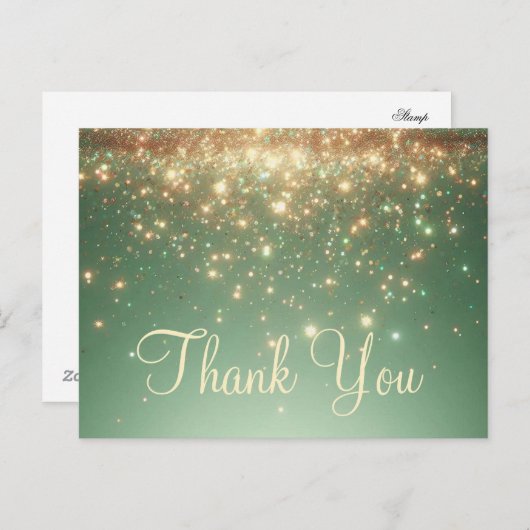 トレンディー安価な金ゴールドグリッターありがとう ポストカード (正面/裏面)