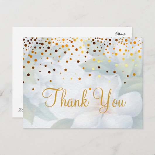 トレンディー安価な金ゴールドグリッターありがとう ポストカード (正面/裏面)