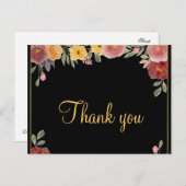 トレンディー安価な金ゴールドフローラブラックありがとう ポストカード (正面/裏面)
