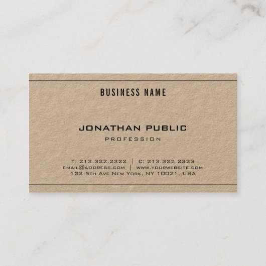 トレンディー実在クラフト紙エレガント会社テンプレート 名刺 (裏面)
