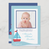 トレンディー帆船バプテスマ写真招待状両面 招待状 (正面/裏面)