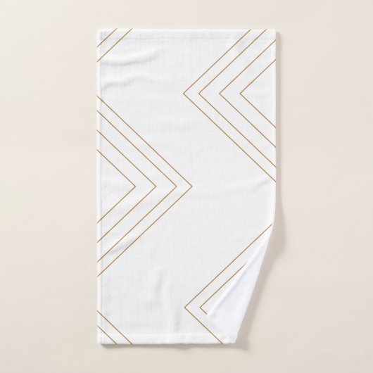 トレンディー幾何学模様の白と金ゴールドの矢印 バスタオルセット (ハンドタオル)