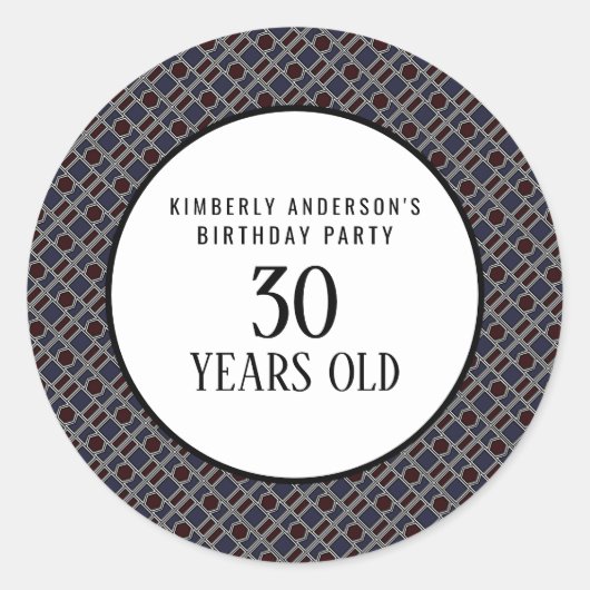 トレンディー幾何学模様モダン、誕生日パーティー ラウンドシール (正面)