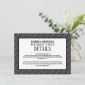 トレンディー幾何学模様、モダン誕生日詳細 招待状 (スタンド正面)