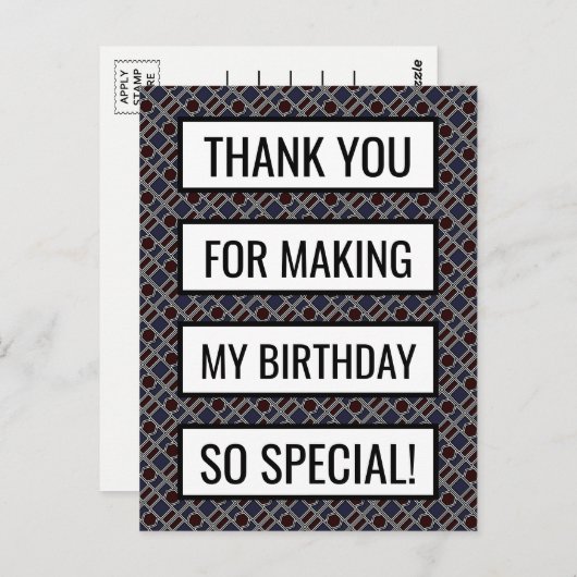 トレンディー幾何学模様、誕生日ありがとう ポストカード (正面/裏面)