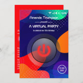 トレンディー幾何学的な仮想誕生日パーティー 招待状 (正面/裏面)