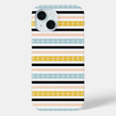 トレンディー幾何学的な白の黒の黄色のストライプデザイン Case-Mate iPhoneケース (裏面)