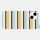 トレンディー幾何学的な白の黒の黄色のストライプデザイン Case-Mate iPhoneケース (裏面 (横))