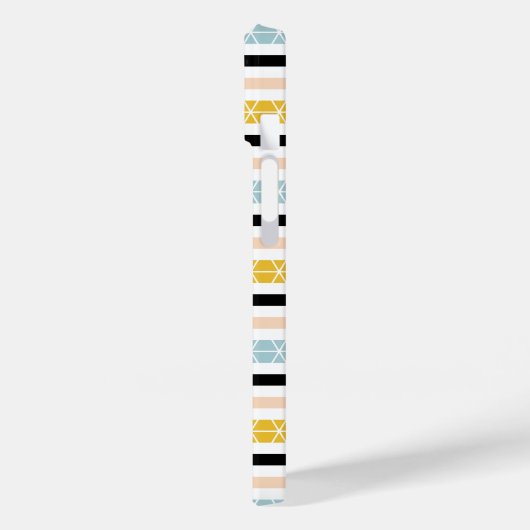 トレンディー幾何学的な白の黒の黄色のストライプデザイン Case-Mate iPhoneケース (裏面 / 左)