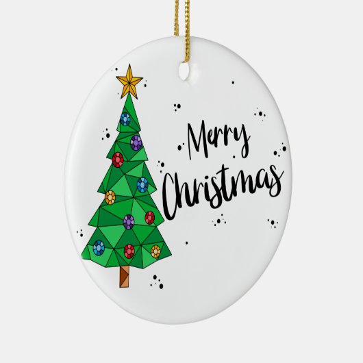 トレンディー幾何学的カラフルツリーメリークリスマス セラミックオーナメント (右)