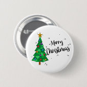トレンディー幾何学的カラフルツリーメリークリスマス 缶バッジ (正面&裏面)
