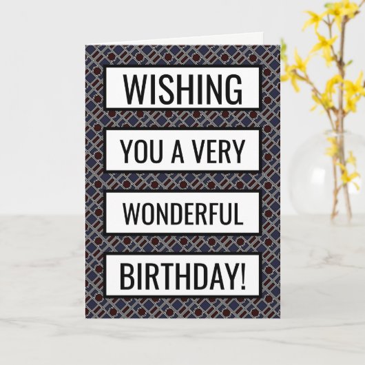 トレンディー幾何学的パターン、モダン誕生日 カード (黄色い花)