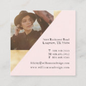 トレンディー幾何学的ピンク&金ゴールドモノグラムと写真 スクエア名刺 (裏面)