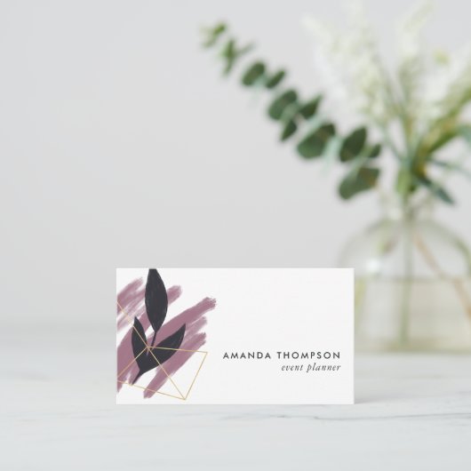 トレンディー幾何学的ブラシストロークのコラージビジネスCa 名刺 (スタンド正面)