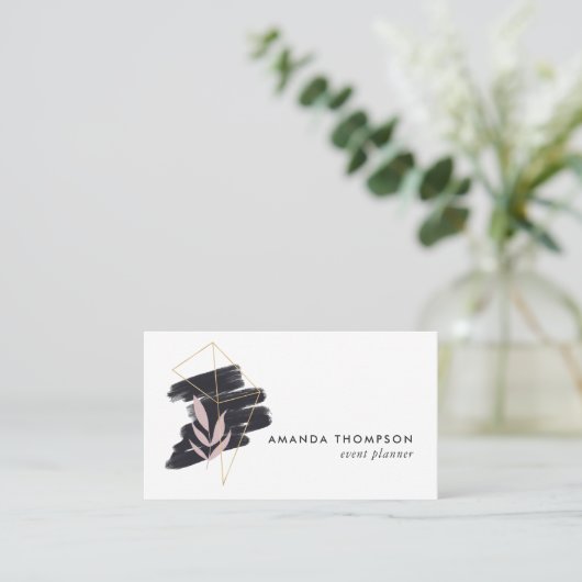 トレンディー幾何学的ブラシストロークのコラージュ 名刺 (スタンド正面)