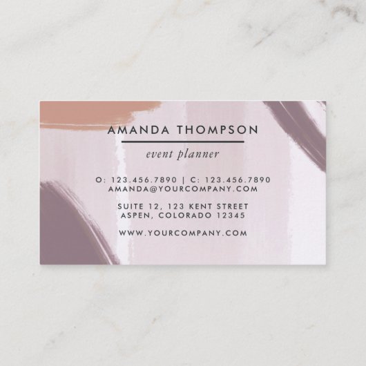 トレンディー幾何学的ブラシストロークの名刺 名刺 (裏面)