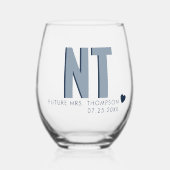 トレンディー影モノグラム結婚のステレカスタマイズンレス ステムなしワイングラス (正面)