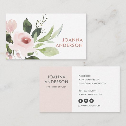 トレンディー微妙な洗色赤面ピンクフローラ束 名刺 (正面/裏面)