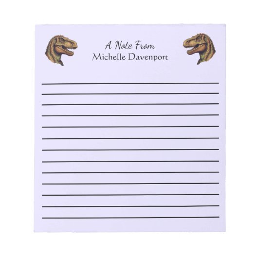 トレンディー恐竜Tレックスティラノサウルスパープル ノートパッド (正面)