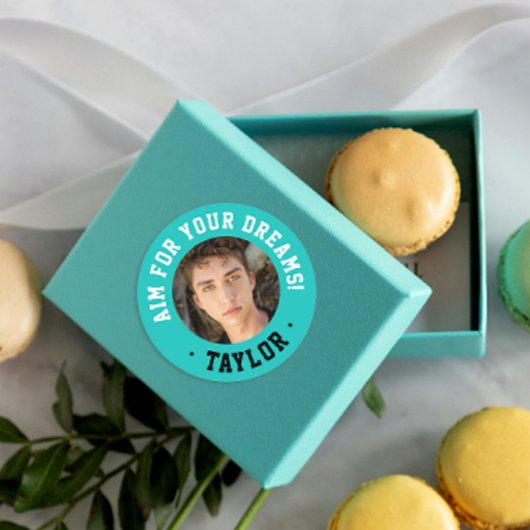 トレンディー感動的ターコイズスポーツフォト ラウンドシール