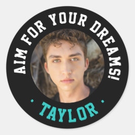 トレンディー感動的白黒名と写真 ラウンドシール