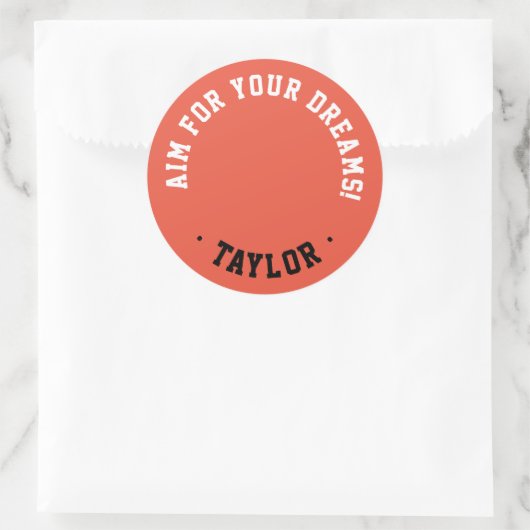 トレンディー感動的赤と白スポーツ写真 ラウンドシール (バッグ)