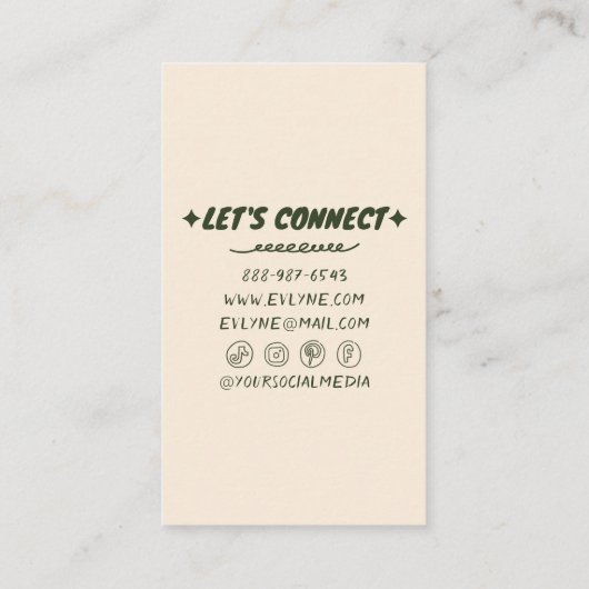 トレンディー手描きカラフルレトロファンキーフローラ 名刺 (裏面)