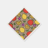 トレンディー手描きフルーツクラフト紙背景 スタンダードカクテルナプキン (角)