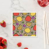 トレンディー手描きフルーツクラフト紙背景 スタンダードカクテルナプキン (インサイチュ)